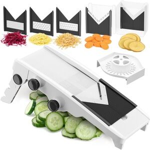 MuellerLiving Mandoline Slicer for Kitchen, Adjustable Vegetable Chopper, -White